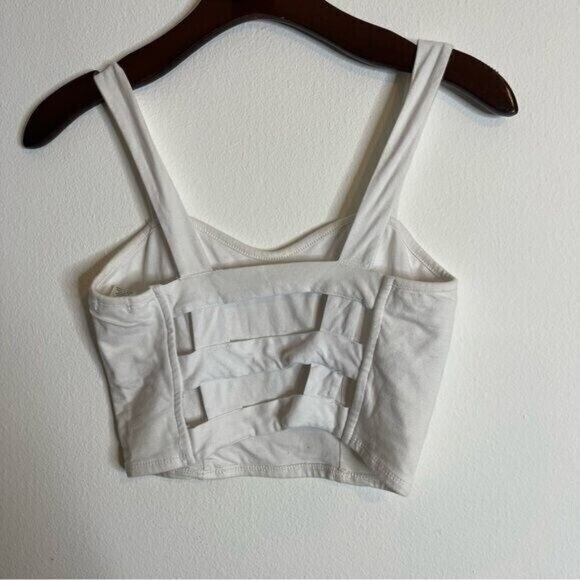 Bozzolo White Crop Top Caged Back Size S - Picture 5 of 6